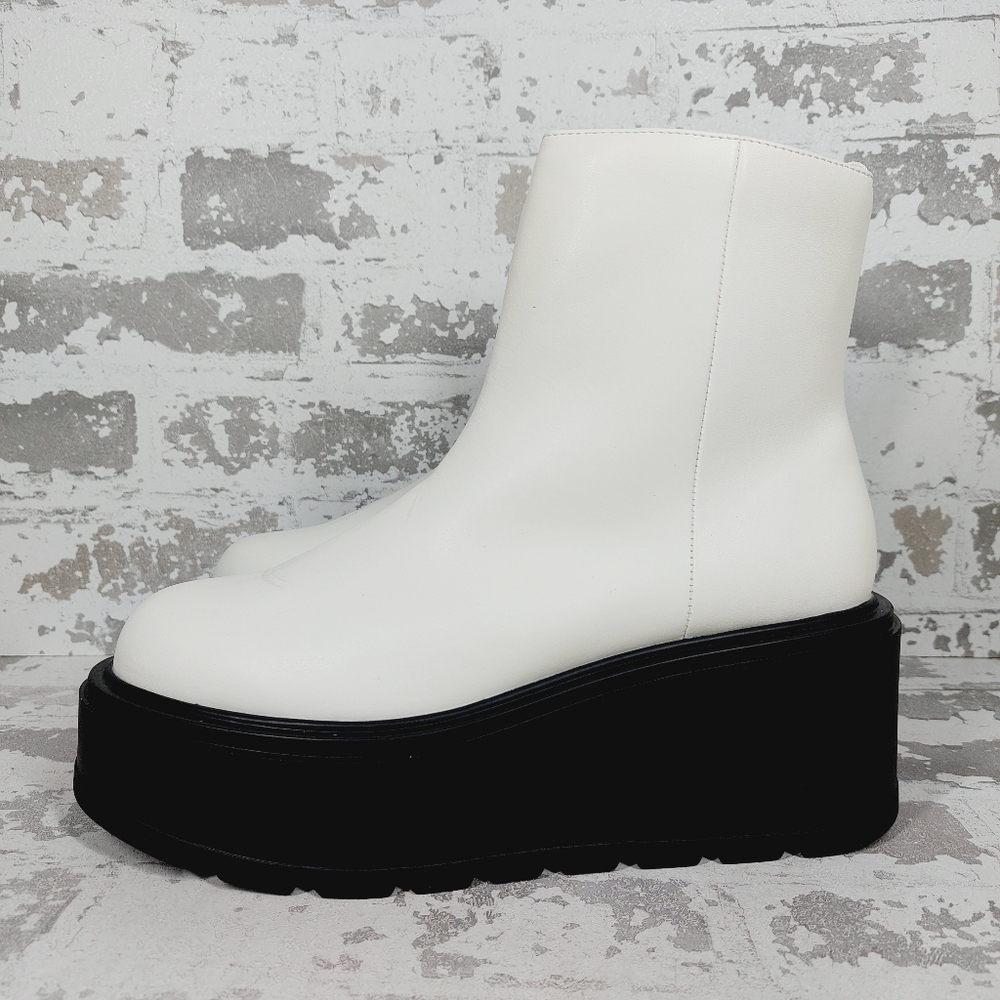 NEW Bp. Milo White Faux Leather Zip Up Platform Ankle Boots F828